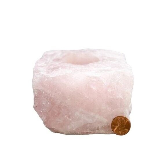 Crystal Candle Holder, Raw Rose Quartz, Stone Succulent Holder, Air-Plant Holder - Picture 4 of 8